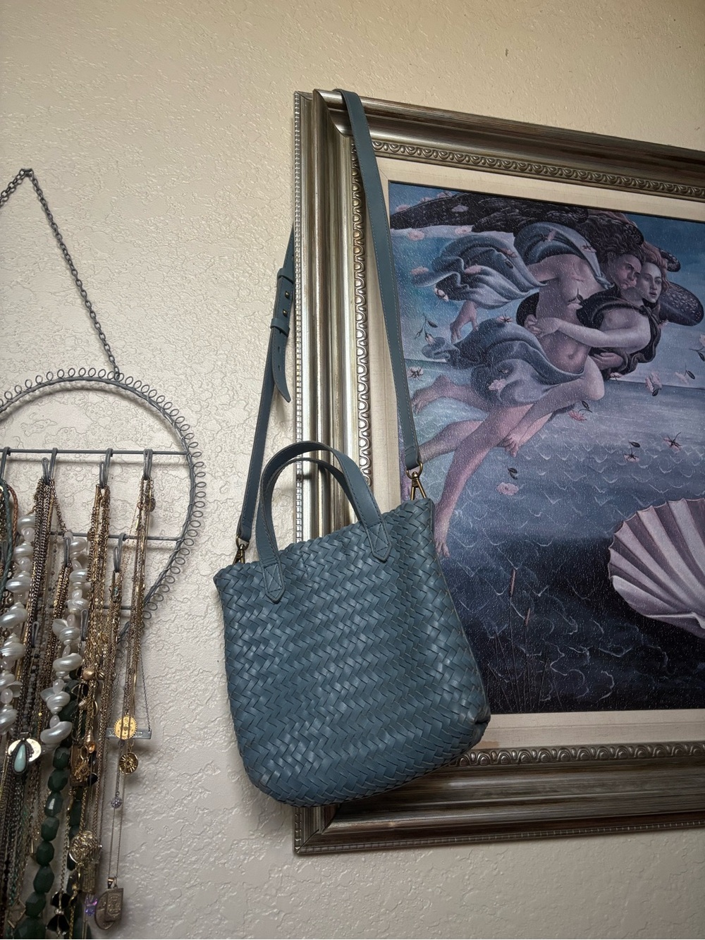 Madewell Blue Woven Leather Shoulder Bag